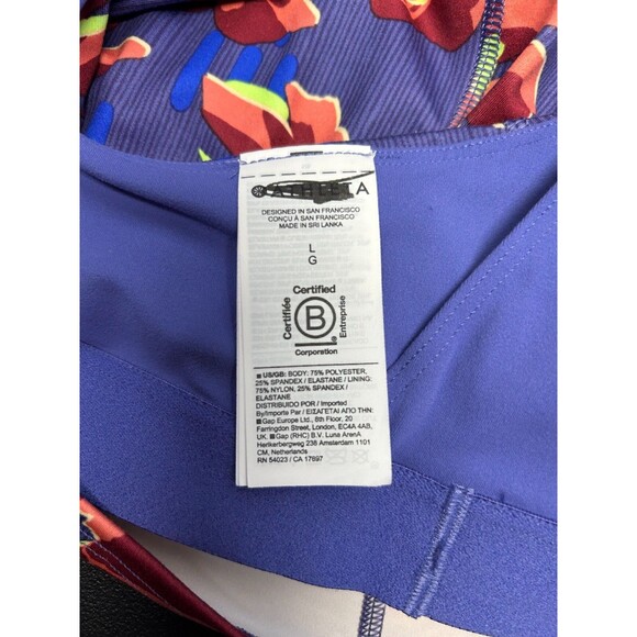 Athleta Floral Racerback Crop Top Built In Bra size Large Purple Pink D51 - Picture 6 of 9